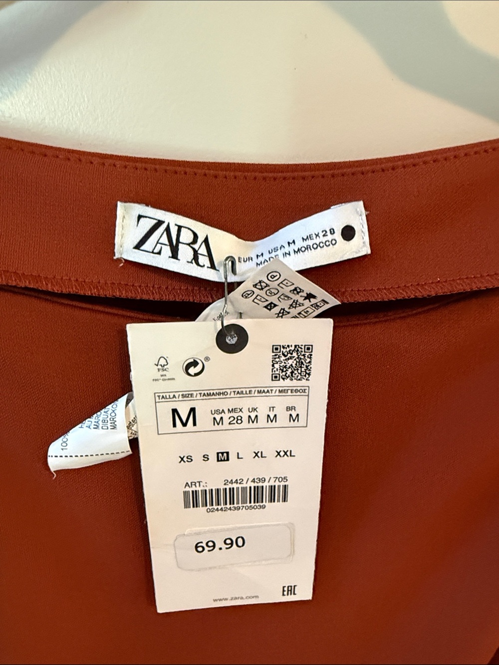 Zara Rust Red-Brown Tobacco Sleeveless Maxi Dress with Draped Waist Ring - Picture 3 of 14